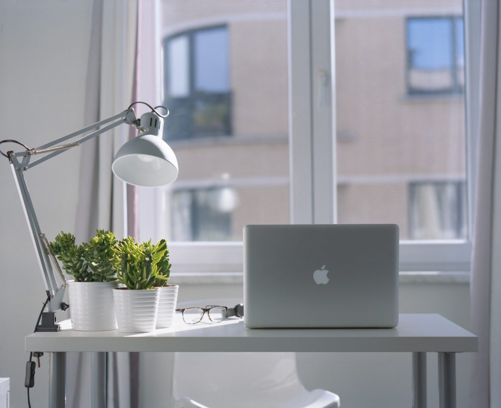 An office with a big window